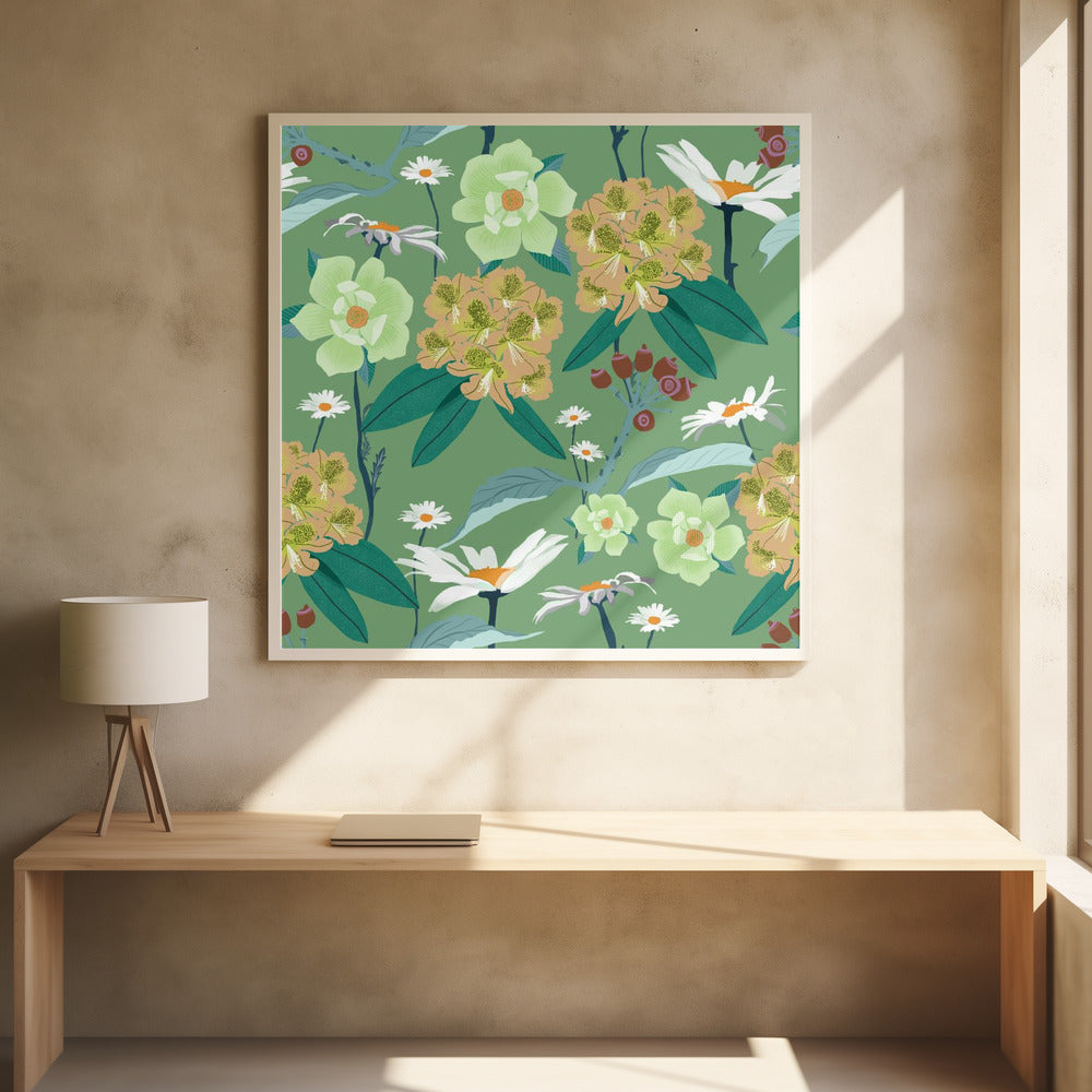 Rhododendrons and daisies | Poster