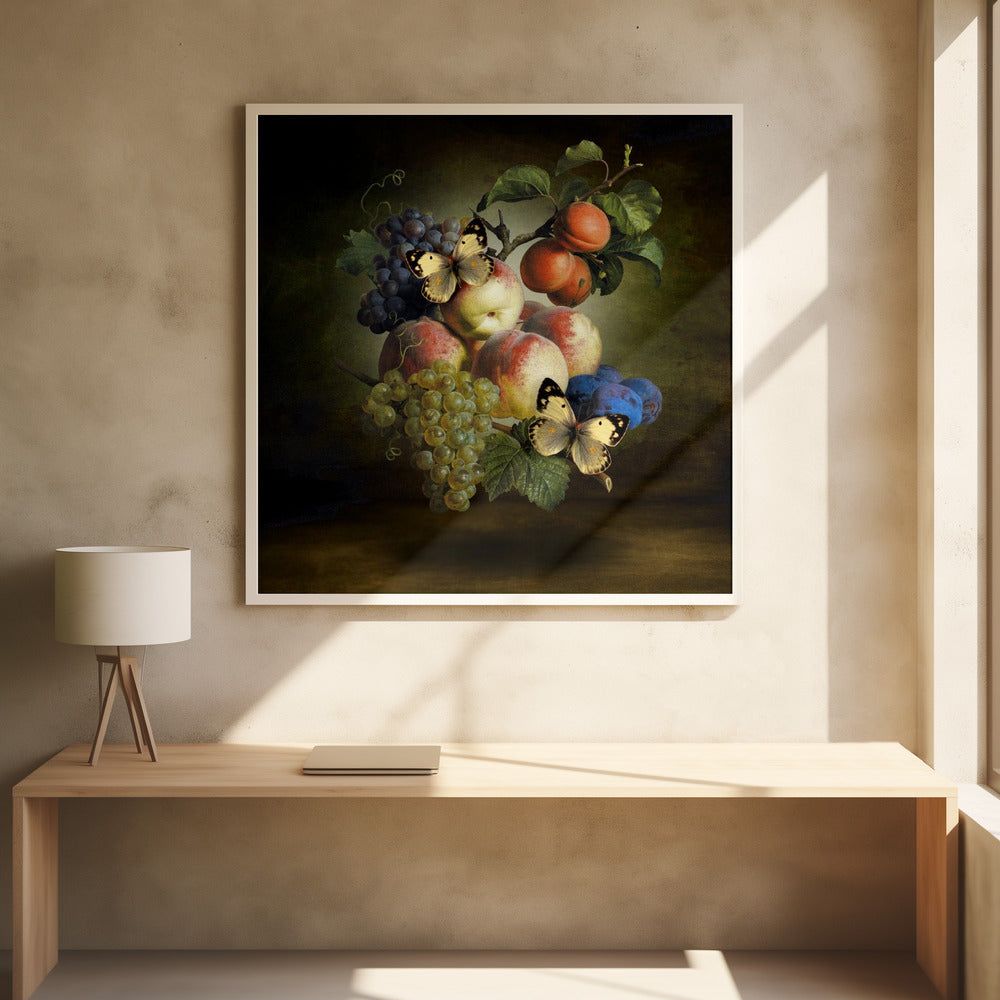 Lebendige Früchte mit Schmetterlingen | Poster