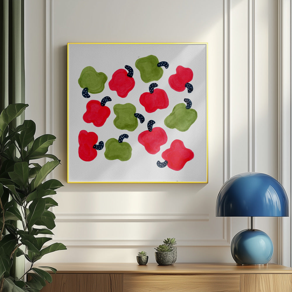 Grønne og røde peberfrugter | Plakater - Kunsttryk