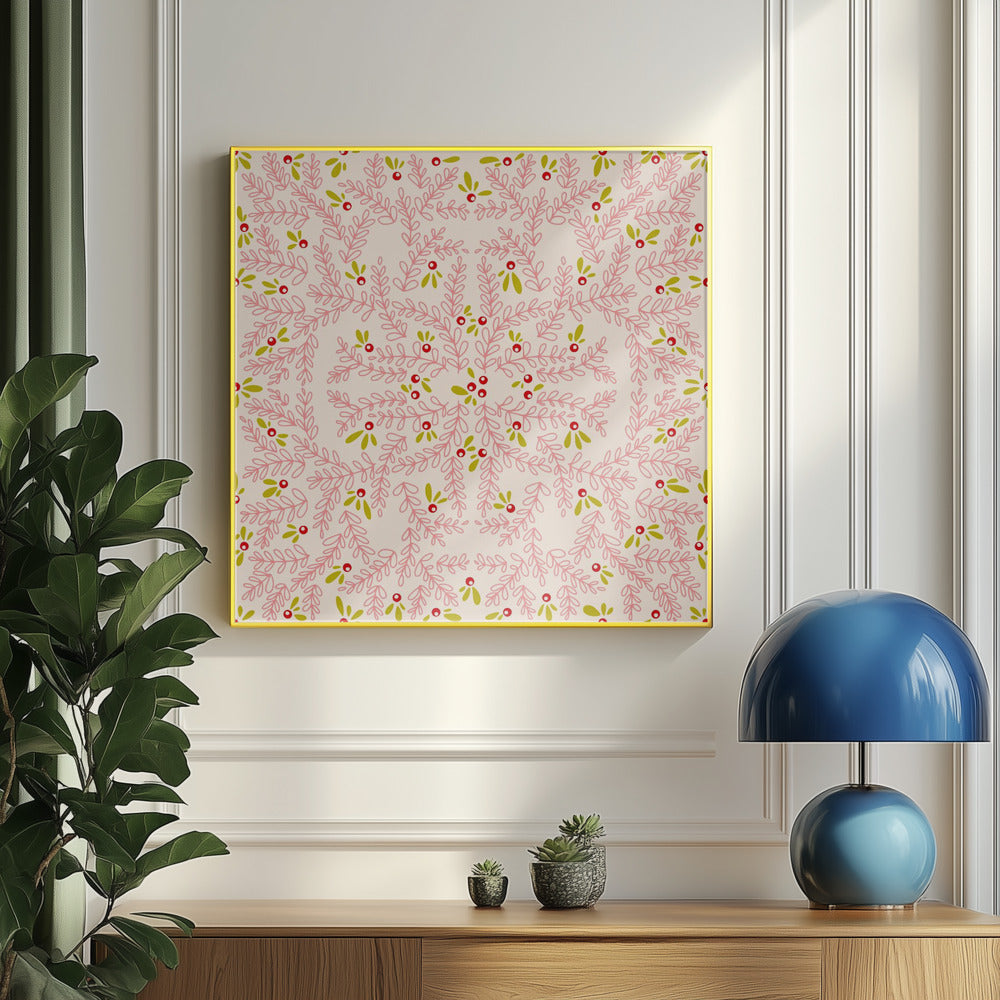 Wonderful holiday joy twigs soft pink pattern | Poster