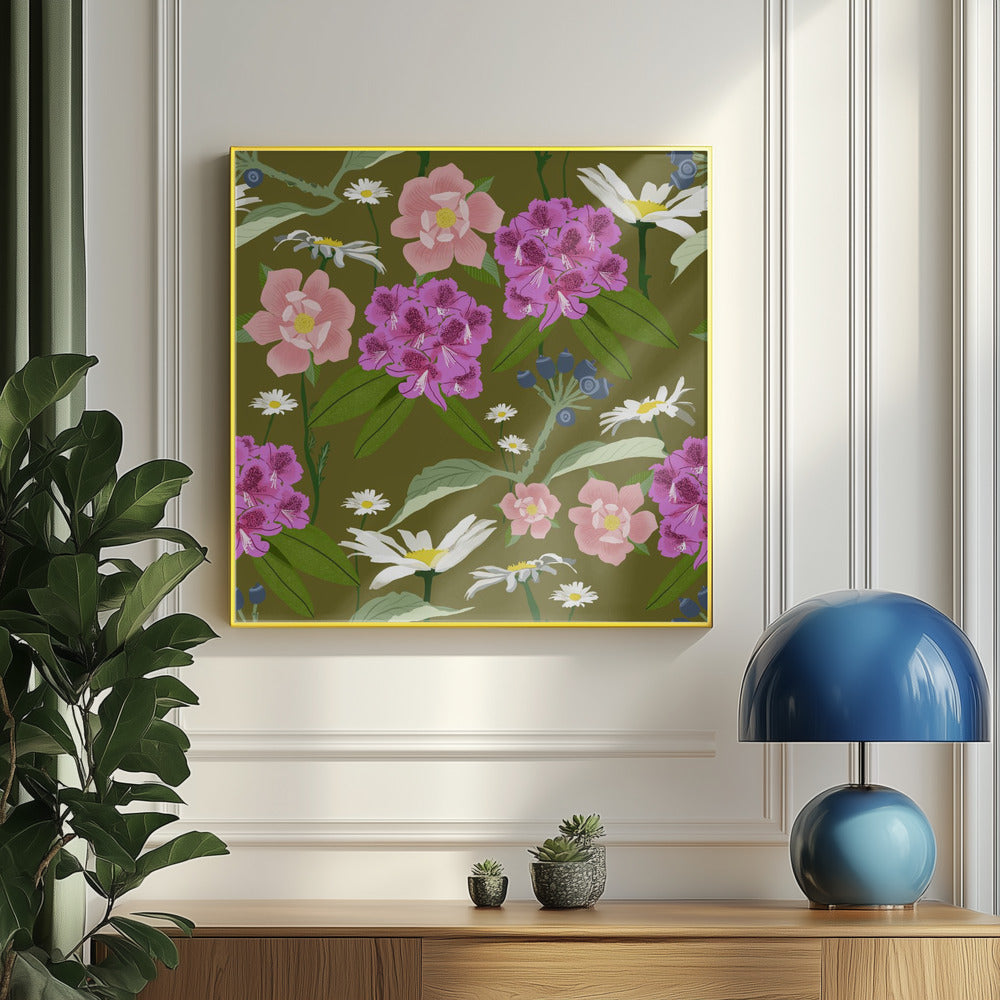 Rhododendrons and daisies | Poster