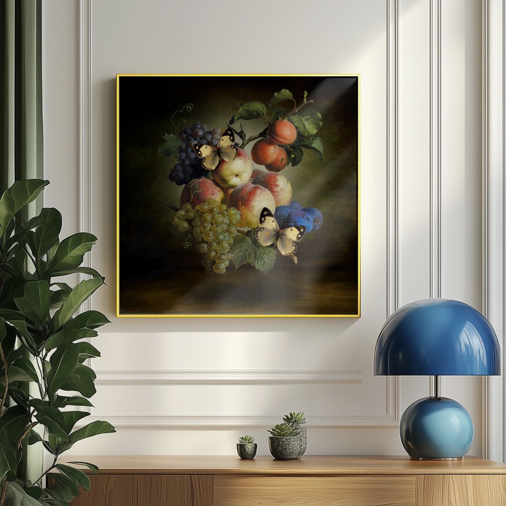 Lebendige Früchte mit Schmetterlingen | Poster