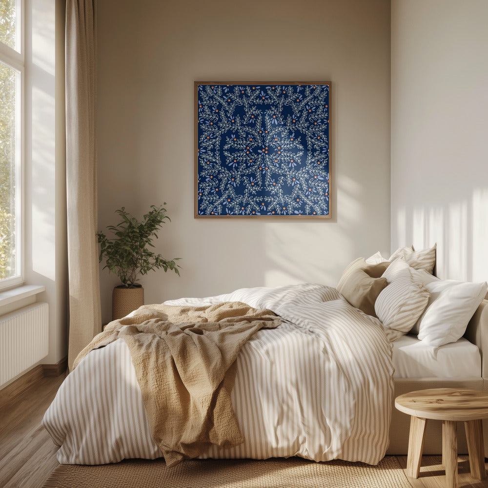 Wonderful twigs blue pattern | Poster