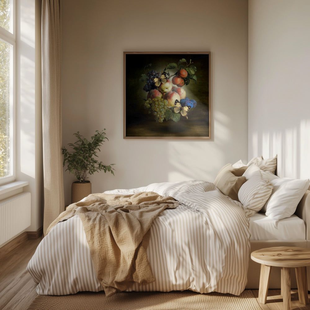 Lebendige Früchte mit Schmetterlingen | Poster