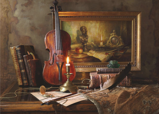 Still life with violin and painting | Wallpaper