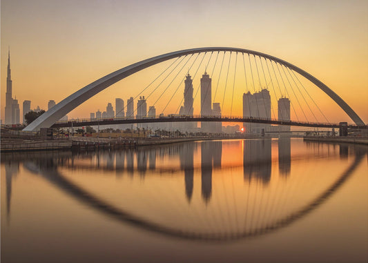 Lever de soleil sur le canal de Dubaï | Tableaux sur Toile