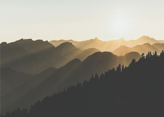 Sunset sun rays over the mountains | Wallpaper