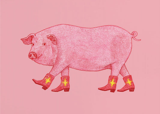 Marjorie, das Cowgirl-Schwein | Leinwand-Bilder