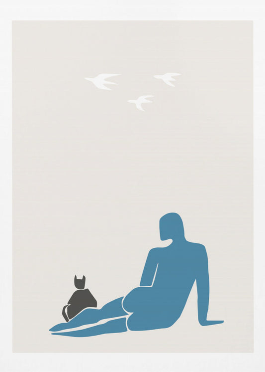 Woman and Cat | Poster