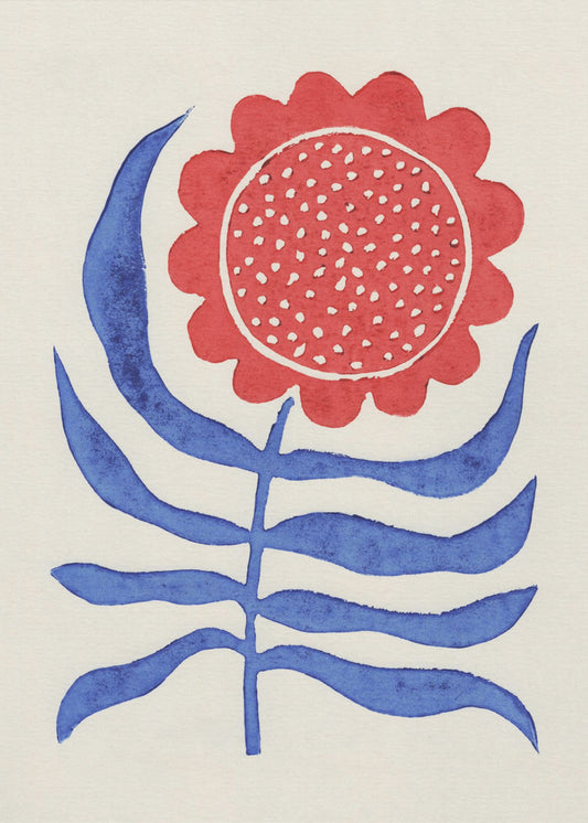 Rote Blume / Linoldruck | Poster - Kunstdruck
