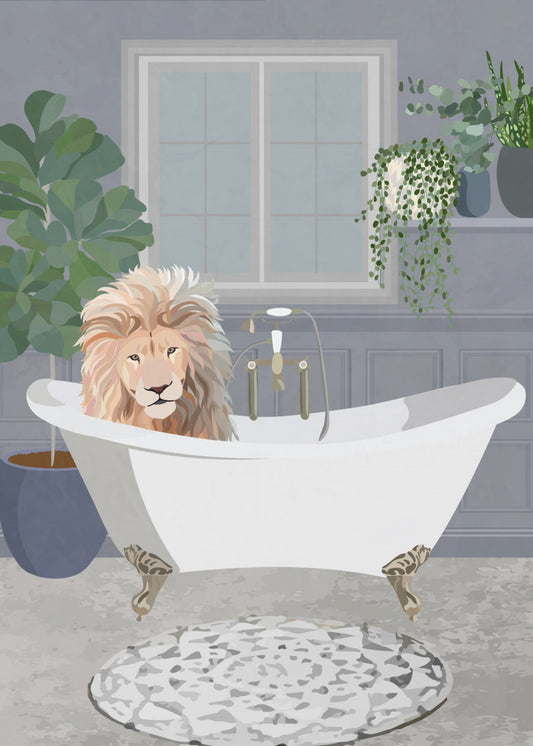 Lion takes a bath | Canvas