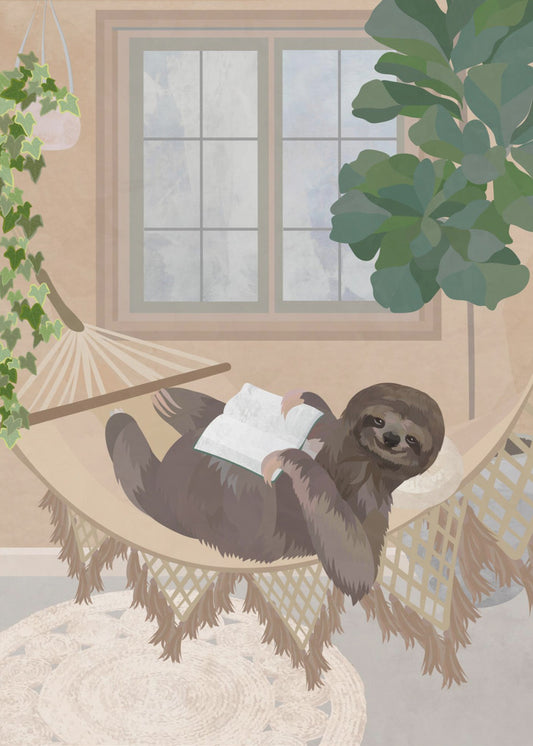 Lazy sloth in hammock | Canvas