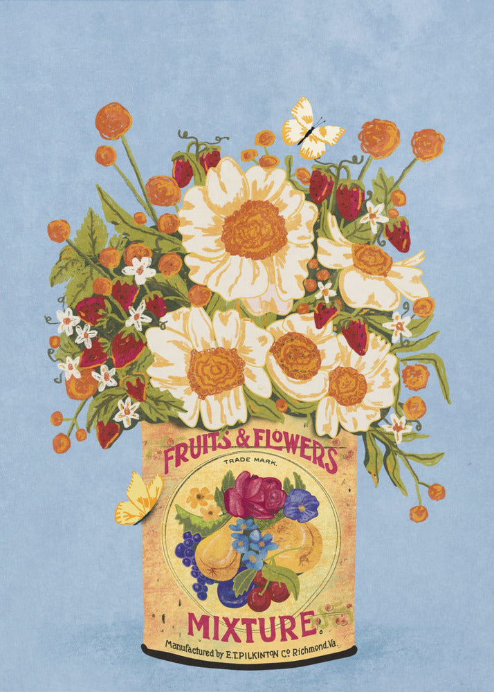 Flores en una lata de té vintage | Impresiones en Lienzo