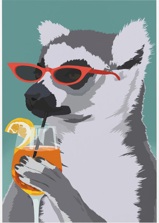 Jugdy Lemur with Drink | Poster