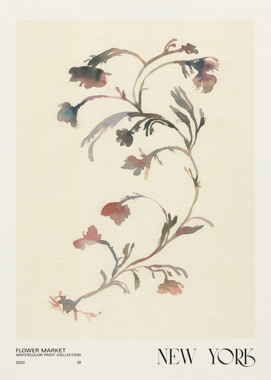 Watercolor print collection. Flower market - New York | Poster