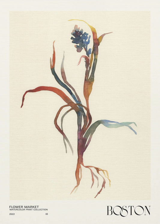 Watercolor print collection. Flower market - Boston | Poster