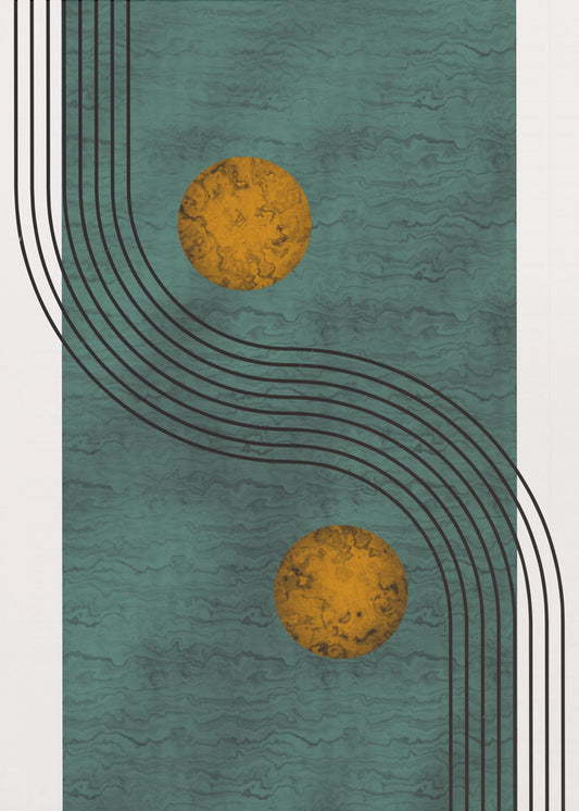 Aquamarine Marble With Golden Sphere | Canvas