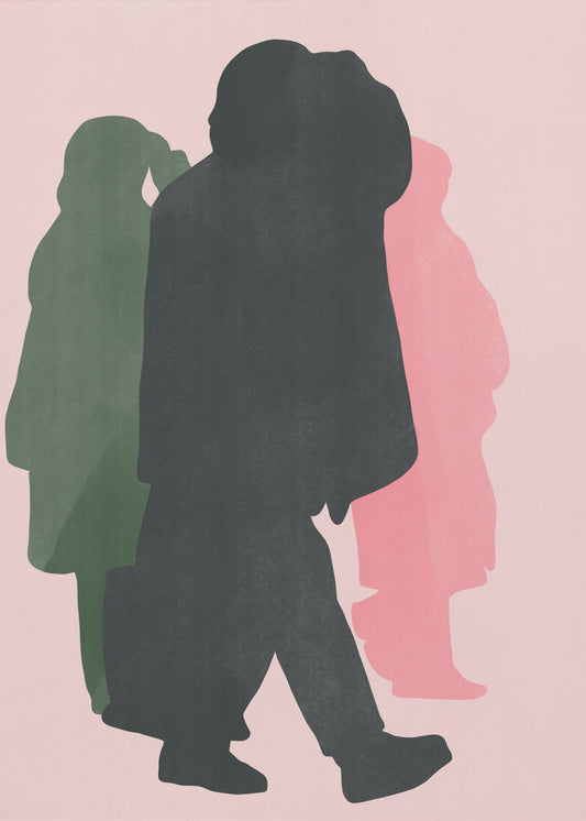 Colorful Silhouettes of Walking Figures | Poster