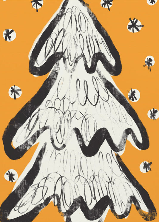 Christmas Tree And Snow Yellow | Poster