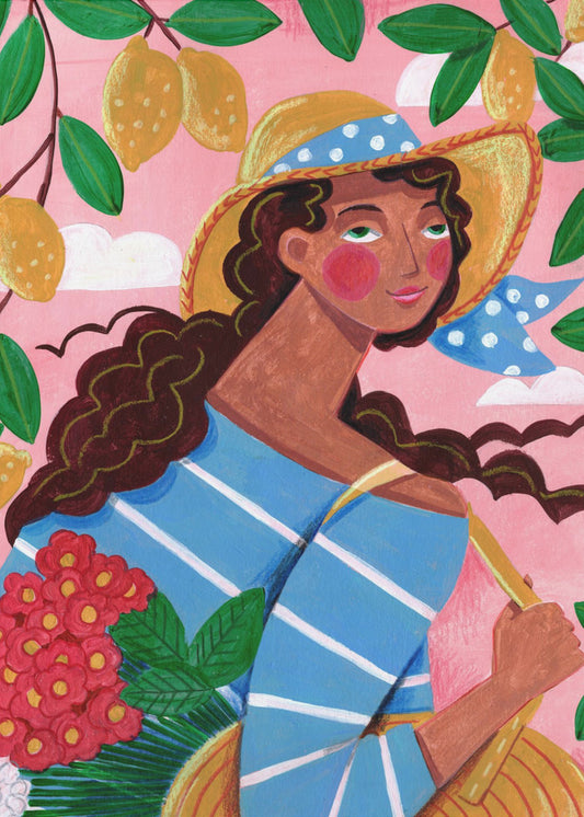 Portrait woman in Amalfi coast Italy | Canvas