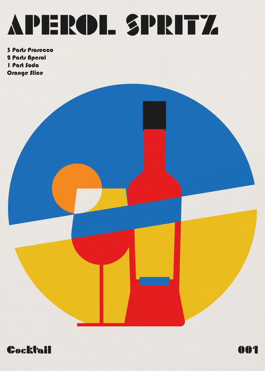 Aperol Spritz Cocktail Bauhaus Art Print | Poster