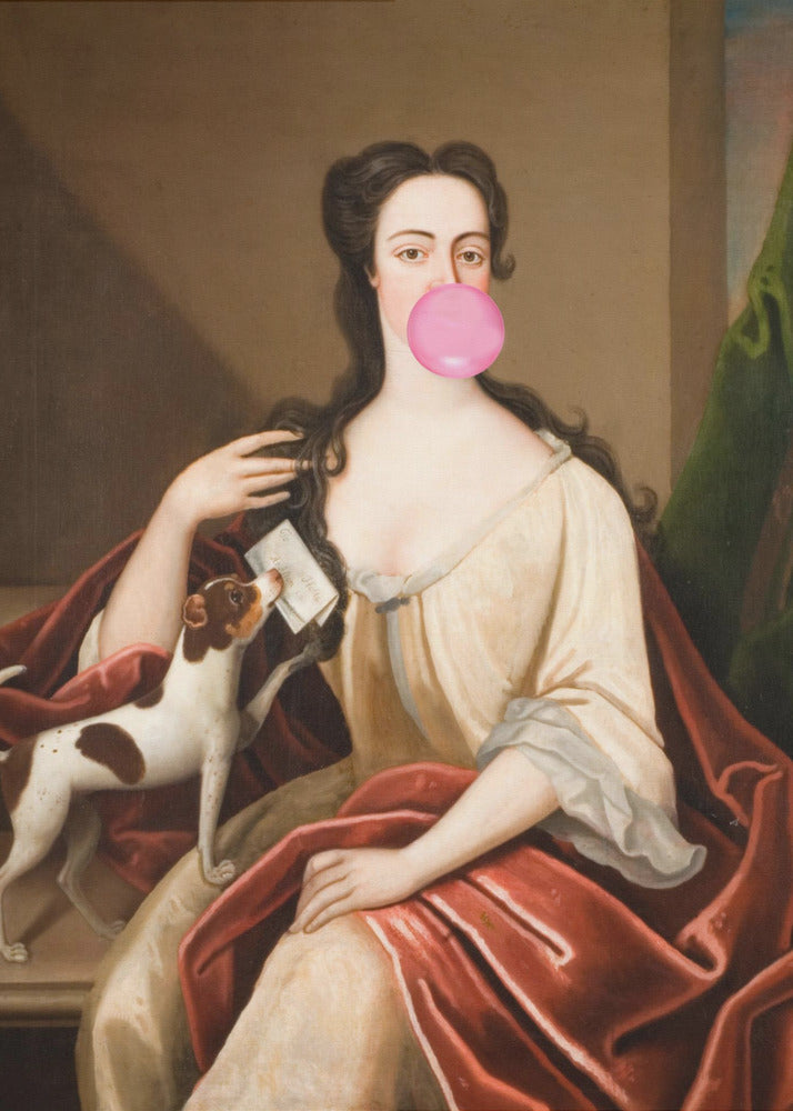 Renaissance Kaugummi Portrait und Hund / Veränderte Kunst | Poster