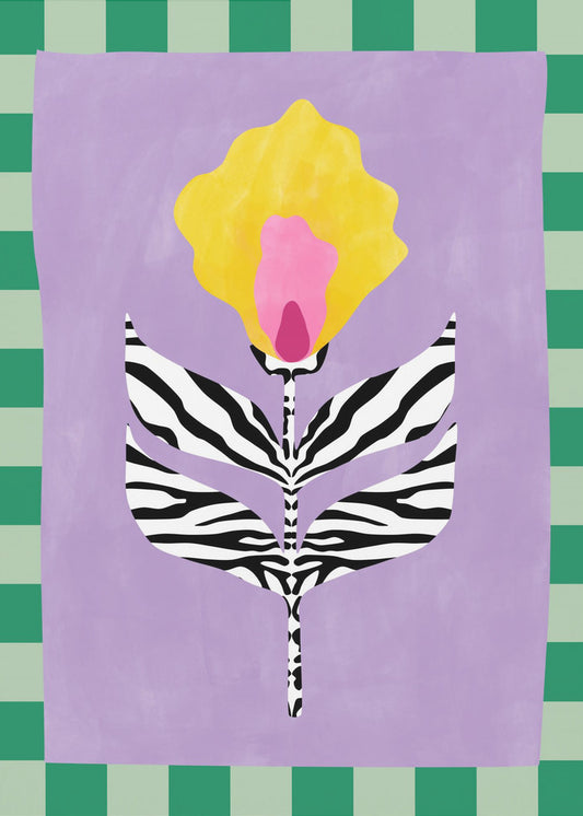 Flower with Zebra Patterned Leaves | Canvas