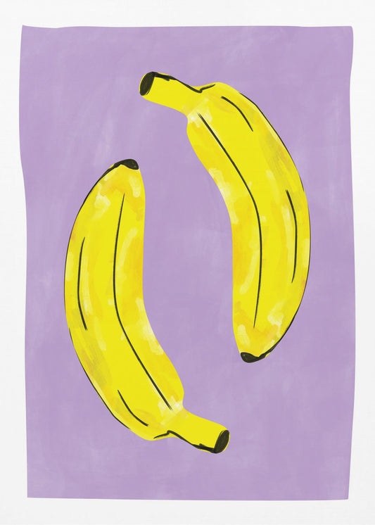 Zwei leuchtend gelbe Bananen | Leinwand