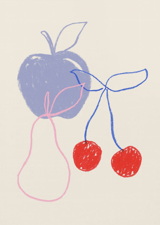 Apfel, Kirsche und Birne | Leinwand