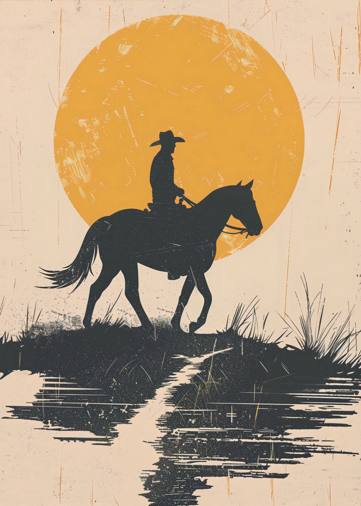 Cowboy i solnedgangen | Lerretsbilder