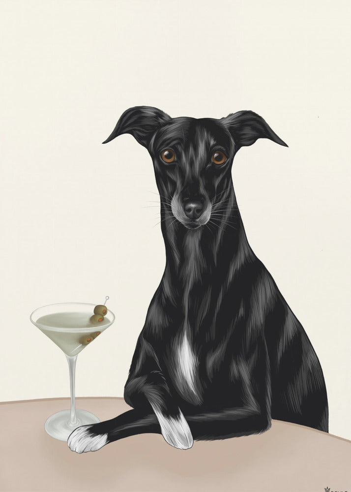 Classy Greyhound with Martini | Poster