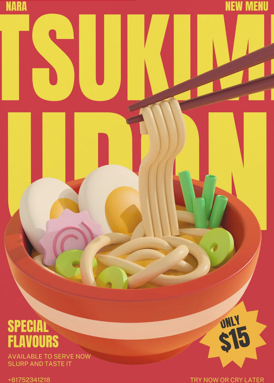 Tsukimi Udon Meny | Affisch
