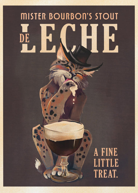 Bourbon De Leche Guinness Style Cat Art | Poster