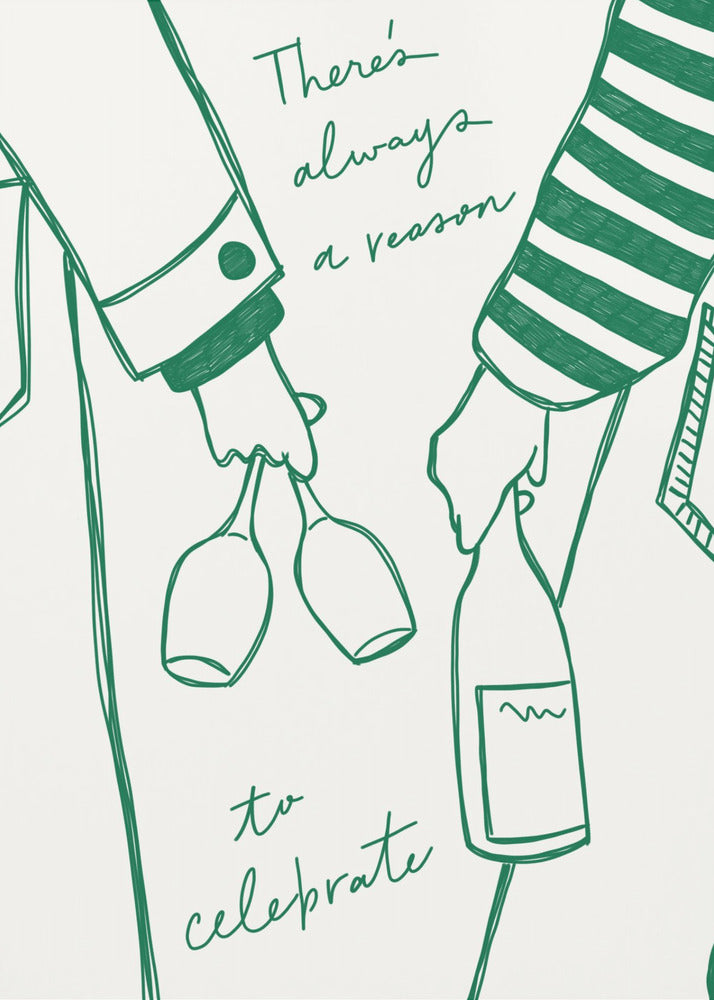 Frau hält Weinflasche und Weinglas (Grün) - Wine Vin Femme Vert | Poster