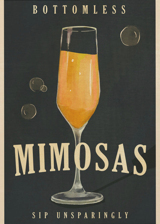 Bottomless Mimosas Art Deco Cocktail Bar Art | Poster