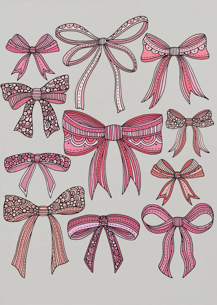 Pink Bows Black Lines | Canvas
