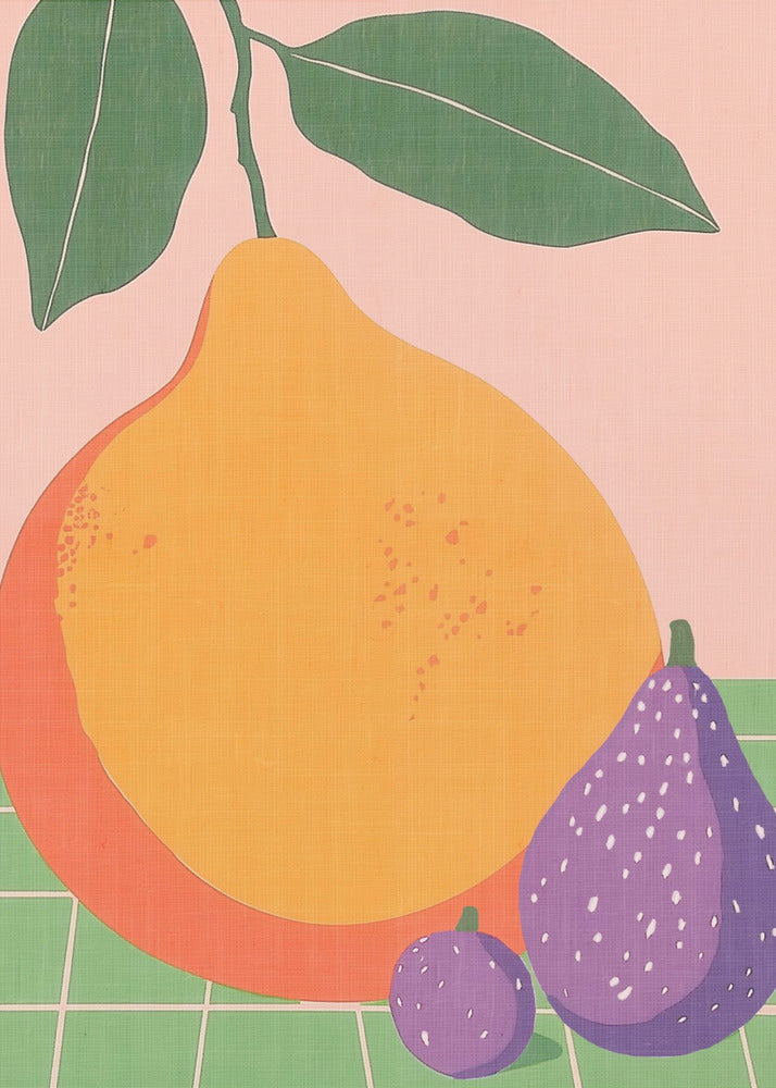 Obstillustration Birne und Feigen | Leinwand