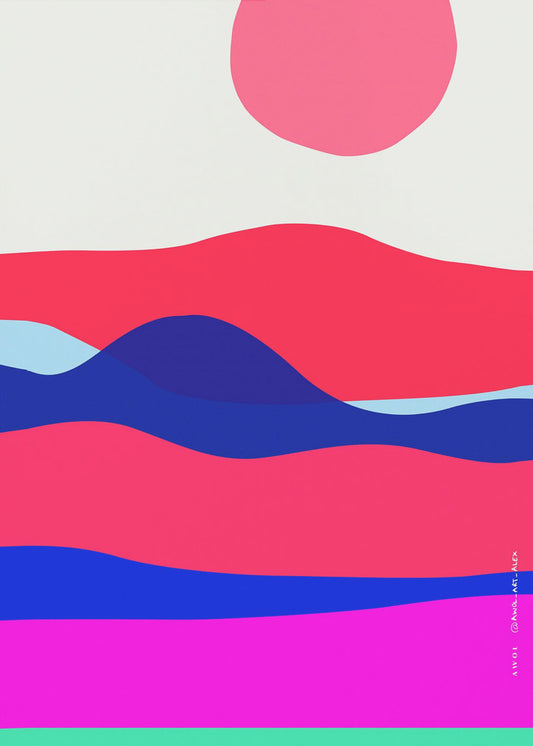 Minimalist Ocean Art Print With Sunrise Over Abstract Sea, Nautical Art Print | Canvas