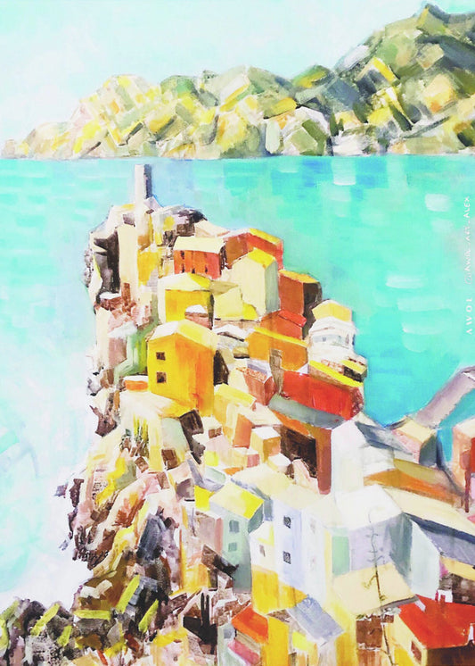 Colourful Town By The Mediterranean Sea, Italy Wall Art | Canvas