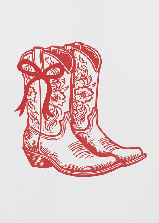 Red Cowgirl Boots with Bow | Canvas
