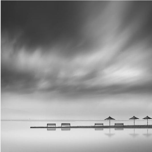 Four Benches and three umbrellas | Canvas