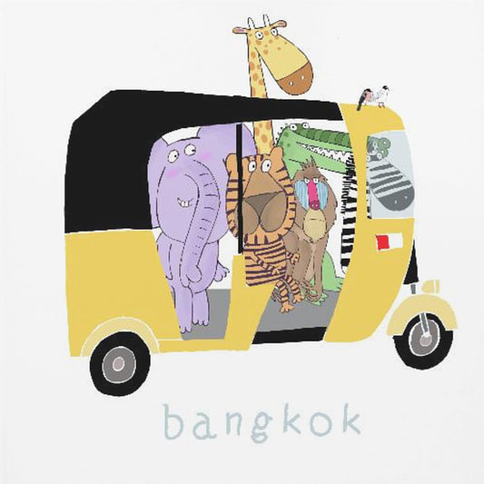 Jungle Animals Take a Ride in a Bangkok Tuk Tuk by Carla Daly | Canvas