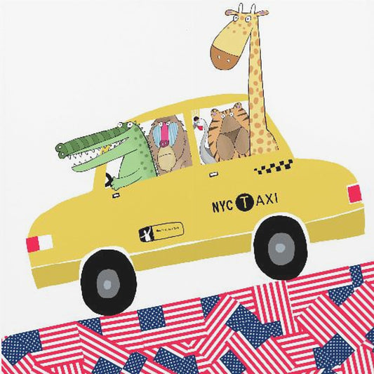 Funny Animals in a New York Yellow Cab by Artist Carla Daly | Canvas
